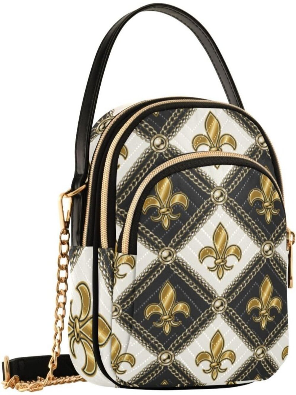 Women's Gold White Cell Phone Purse Durable Small Travel Shoulder Crossbody Bag